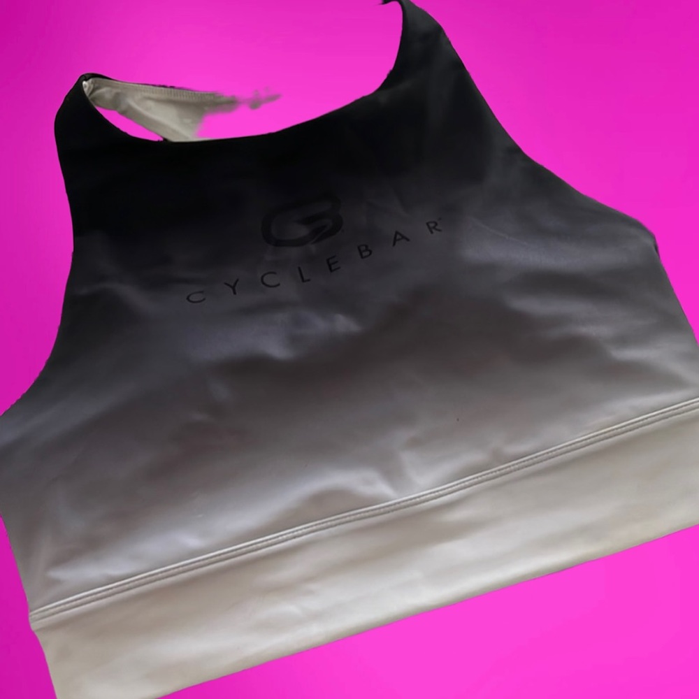 CycleBar bra top wear it to heart reversible top padded women large black white